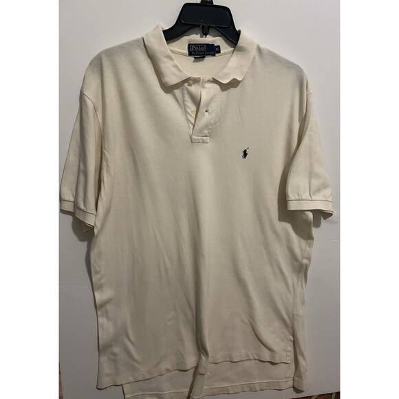 Polo Ralph Lauren~Men’s Short Sleeve Collared Preppy~XL Logo Cream - Picture 1 of 9